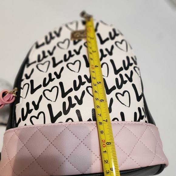 Betsey Johnson Black and Pink Heart Backpack, EUC - Picture 8 of 16